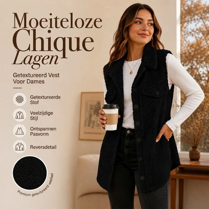 🍂 Winter Comfort ✨ Dames Gezellige Bodywarmer met Reverskraag – Warm, Zacht & Makkelijk te Combineren