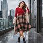 Elegante geruite jurk met crop top set voor dames