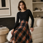 Elegante geruite jurk met crop top set voor dames