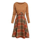 Elegante geruite jurk met crop top set voor dames