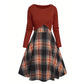 Elegante geruite jurk met crop top set voor dames