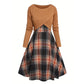Elegante geruite jurk met crop top set voor dames