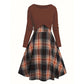Elegante geruite jurk met crop top set voor dames