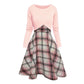 Elegante geruite jurk met crop top set voor dames