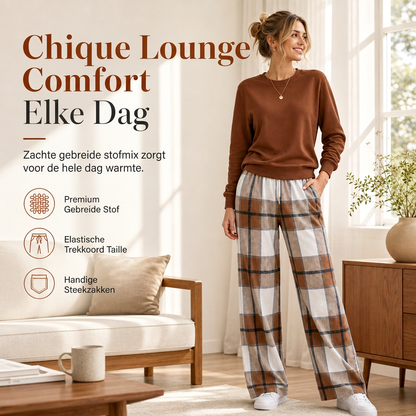 Dames Zachte Casual Rondehals Trui en Wijde Pijpen Broek Set
