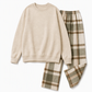 Dames Zachte Casual Rondehals Trui en Wijde Pijpen Broek Set