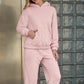 Loungebroek met capuchon en zachte fleece voor dames: set van sweatshirt en broek