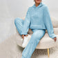 Loungebroek met capuchon en zachte fleece voor dames: set van sweatshirt en broek