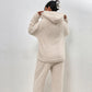 Loungebroek met capuchon en zachte fleece voor dames: set van sweatshirt en broek