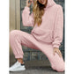Loungebroek met capuchon en zachte fleece voor dames: set van sweatshirt en broek