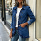 Dames moeiteloos overhemd van denim met knopen, shacket