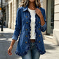 Dames moeiteloos overhemd van denim met knopen, shacket