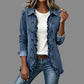 Dames moeiteloos overhemd van denim met knopen, shacket