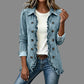 Dames moeiteloos overhemd van denim met knopen, shacket