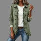 Dames moeiteloos overhemd van denim met knopen, shacket