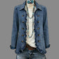 Dames moeiteloos overhemd van denim met knopen, shacket