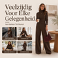 Dames set coltrui gebreide top en wijde pijpen broek