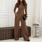 Dames set coltrui gebreide top en wijde pijpen broek