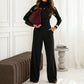 Dames set coltrui gebreide top en wijde pijpen broek