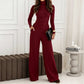 Dames set coltrui gebreide top en wijde pijpen broek