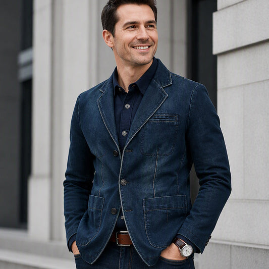 Strakke, stijlvolle denim colbert voor heren