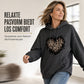 Casuele fleecehoodie voor dames met luipaardhartprint en kangoeroezak