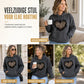Casuele fleecehoodie voor dames met luipaardhartprint en kangoeroezak