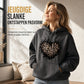 Casuele fleecehoodie voor dames met luipaardhartprint en kangoeroezak
