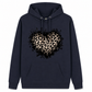 Casuele fleecehoodie voor dames met luipaardhartprint en kangoeroezak