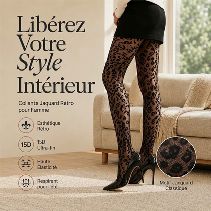 Collants jacquard à imprimé léopard sexy pour femmes