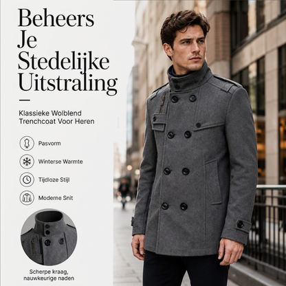 Heren getailleerde double-breasted trenchcoat