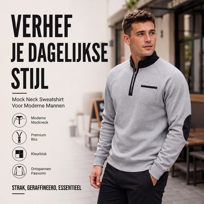 Warme casual sweatshirt met kwartrits voor heren