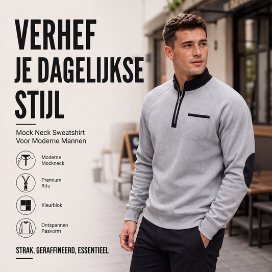 Warme casual sweatshirt met kwartrits voor heren