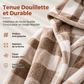 Oversized damesvest met capuchon, ruitjesmotief en kleurblokken