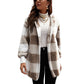 Oversized damesvest met capuchon, ruitjesmotief en kleurblokken