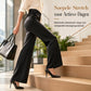 Elegante satijnen hooggetailleerde wijde pijpen broek met asymmetrische taille