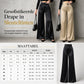 Elegante satijnen hooggetailleerde wijde pijpen broek met asymmetrische taille