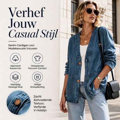 Casual V-hals denim vest voor dames