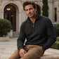 Heren casual jacquard sweater met halve rits