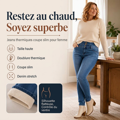 Skinny jeans met hoge taille en warme voering voor dames