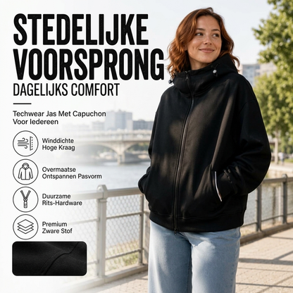 Casual jack met capuchon en volledige rits voor dames