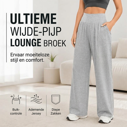 Dames hoge taille wijde pijpen loungebroek met zijzakken