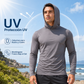 Lichtgewicht, sneldrogende hoodie voor heren met UV-bescherming, geïntegreerde gezichtsbescherming, vierwegstretch en zweetabsorberende eigenschappen