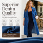 Lange denimjas met dubbele knoopsluiting voor dames