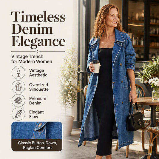 Lange denimjas met dubbele knoopsluiting voor dames