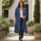 Lange denimjas met dubbele knoopsluiting voor dames