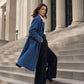 Lange denimjas met dubbele knoopsluiting voor dames