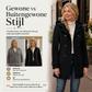 damesjas met capuchon en dubbele knoopsluiting van keperstof