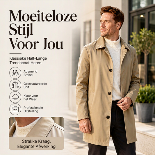 Minimalistische herenjas met enkele rij sluiting en middellange lengte