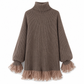 Oversized gebreide jurk met mock neck en ruche van tule